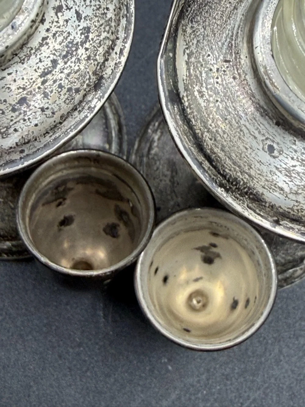 Crown Vintage Sterling Silver Weighted Salt Pepper Shakers Tableware Dinnerware